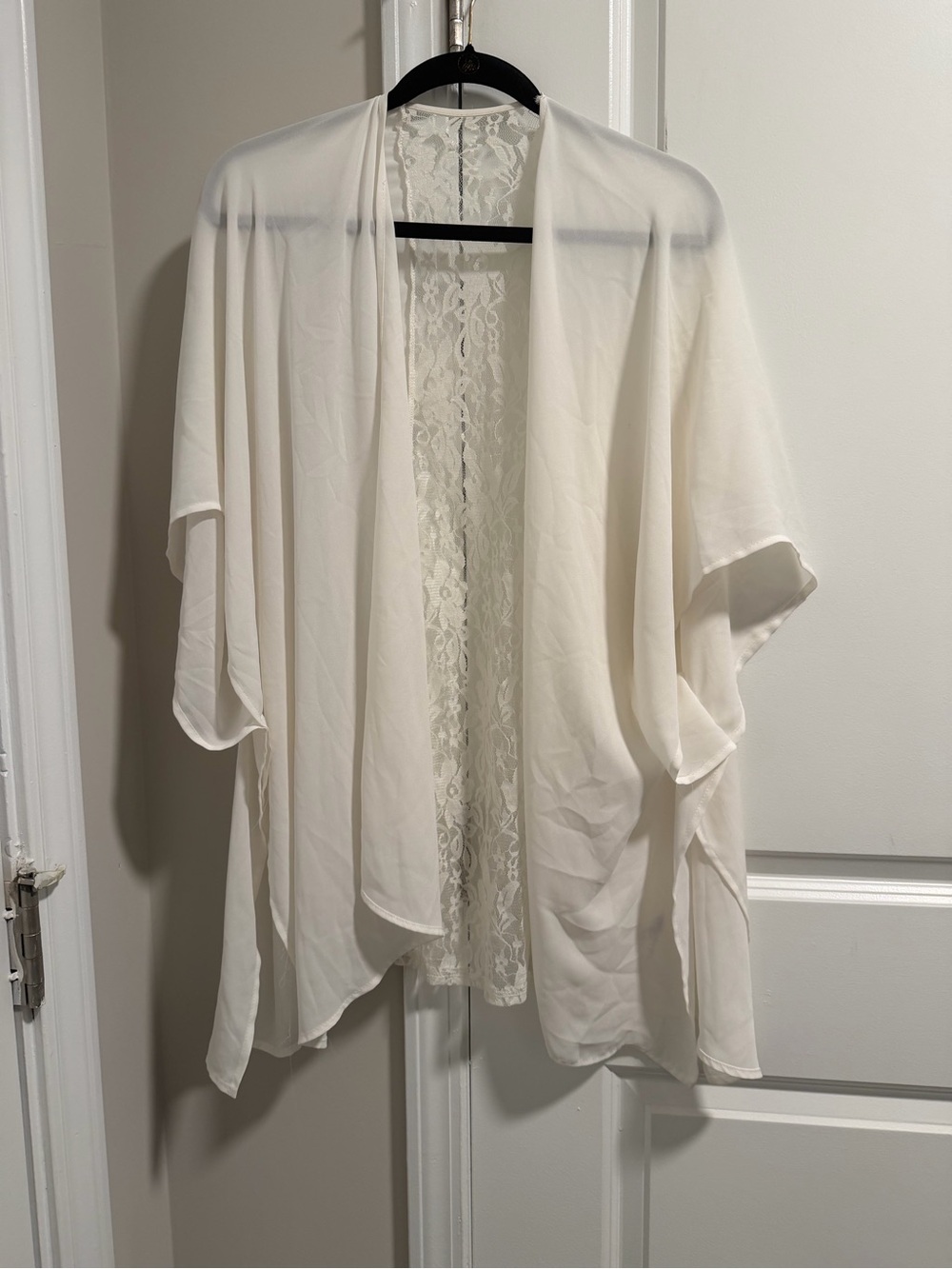 Charlotte Russe Cream Ivory Lace-Back Draped Kimono Cardigan One size Fits All